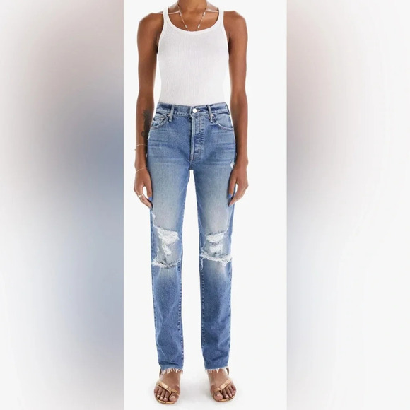 Mother Superior The Trickster Skimp Fray Thrill Seeker Jeans High Rise Straight - Picture 1 of 8